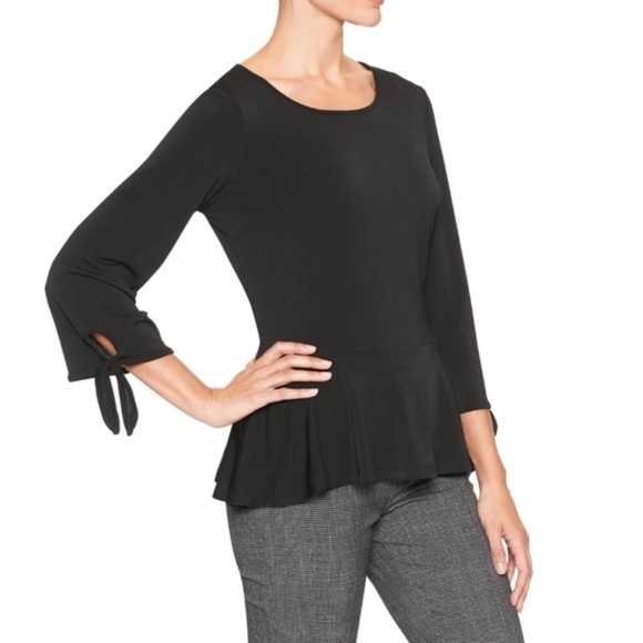 Banana Republic Peplum Top w Tie Sleeves Sz Small - Picture 1 of 5